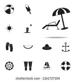 beach chaise longue and umbrella icon. summer pleasure icons universal set for web and mobile