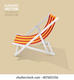 Beach chaise longue vector illustration. Isolated on beige. Transparent shadow.