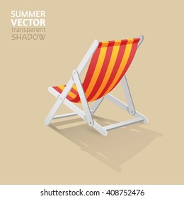 Beach chaise longue vector illustration. Isolated on beige. Transparent shadow.