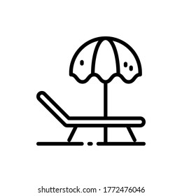 Beach chaise outline icons. Vector illustration. Editable stroke. Isolated icon suitable for web, infographics, interface and apps.