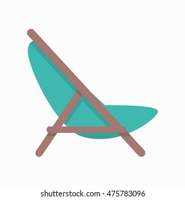 Beach chaise vector illustration in flat style design. Summer vacation on seacoast concept.  Lounge icon for traveling and leisure online services, applications. Isolated on white background.   