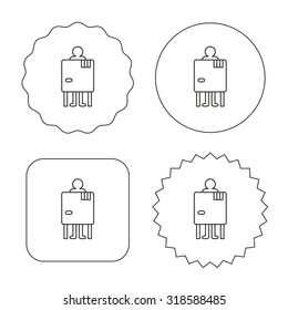 Beach changing cabin icon. Human symbol. Flat circle, star and emblem buttons. Labels design. Vector