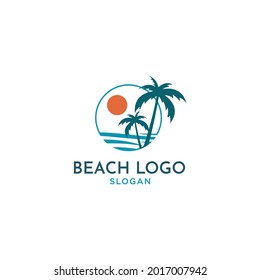 BEACH IN CIRCLE LOGO DESIGN VECTOR