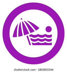 Beach, circle trendy icon on a white background