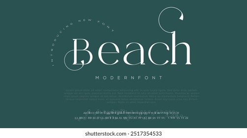 Beach Classic Lettering Minimal Fashion Designs. Typography modern Serif fonts regular decorative vintage concept. vector illustration