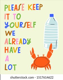 beach cleaning vector illustration with lettering