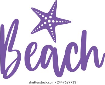 Beach clip art design on plain white transparent isolated background for card, shirt, hoodie, sweatshirt, apparel, tag, mug, icon, poster or badge