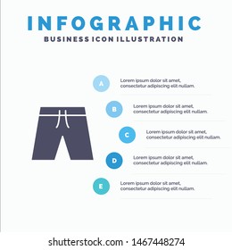 Beach, Clothing, Short, Shorts Solid Icon Infographics 5 Steps Presentation Background. Vector Icon Template background