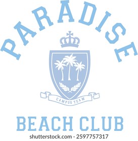 beach club beachy palm ocean club luxe paradise tropical College Trending Graphic Tee t-shirt logo slogan artwork typography tote badge emblem crest
