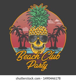 cuna de piña de caña de club de playa vectorial