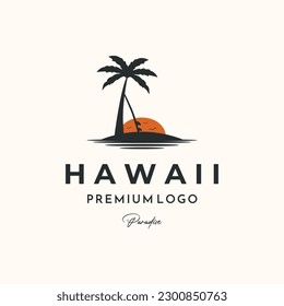 beach club vacation vintage logo vector minimalist illustration design, hawaii holiday logo design