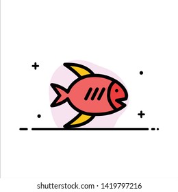 Beach, Coast, Fish, Sea  Business Flat Line Filled Icon Vector Banner Template