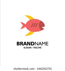 Beach, Coast, Fish, Sea Business Logo Template. Flat Color
