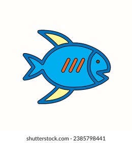 Beach, Coast, Fish, Sea line icon vector