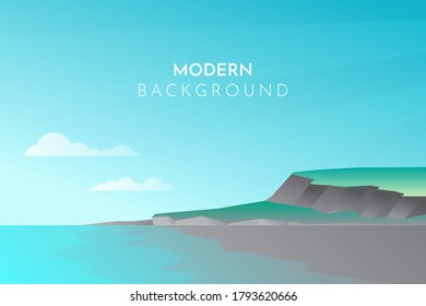 Beach, coast, island, ocean. Abstract landscape, Vector banner with polygonal landscape illustration, Minimalist style