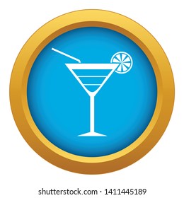 Beach cocktail icon blue vector isolated on white background for any design