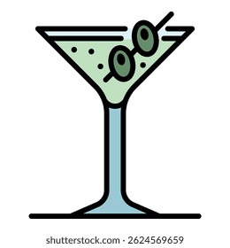 Beach cocktail icon. Outline beach cocktail vector icon color flat isolated