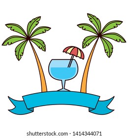 beach cocktail palms ribbon brazil carnival vector illustration