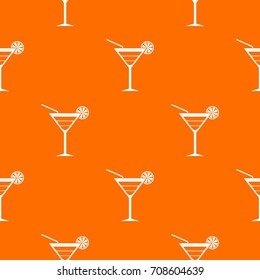 Beach cocktail pattern repeat seamless in orange color for any design. Vector geometric illustration