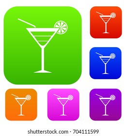 Beach cocktail set icon in different colors isolated vector illustration. Premium collection