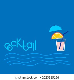 Beach cocktails with umbrella and orange slice