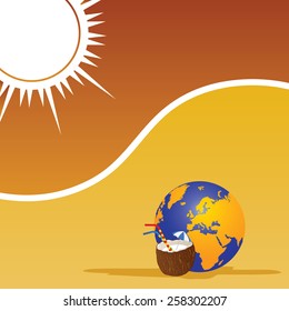beach and coconut color vector