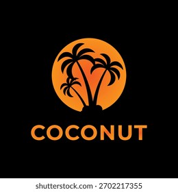 Beach coconut logo design vector