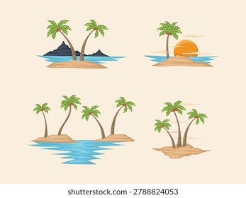 Beach Coconut Tree Illustration Tropical Palm Vector for Summer Vacation and Paradise Nature Design