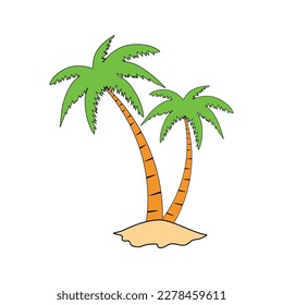 Beach coconut tree, seaside palm tree, coconut tree or island palm tree.