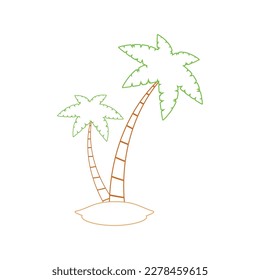 Beach coconut tree, seaside palm tree, coconut tree or island palm tree.
