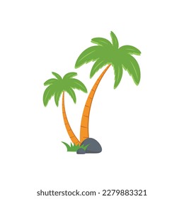 Beach coconut tree, seaside palm tree, coconut tree or island palm tree.