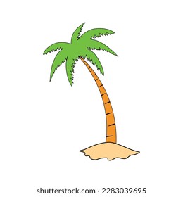 Beach coconut tree, seaside palm tree, coconut tree or island palm tree.