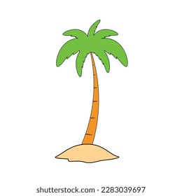 Beach coconut tree, seaside palm tree, coconut tree or island palm tree.
