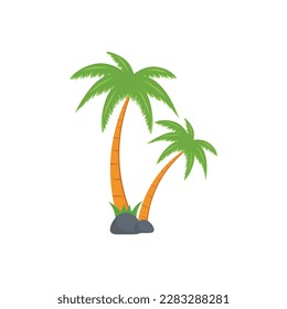 Beach coconut tree, seaside palm tree, coconut tree or island palm tree.