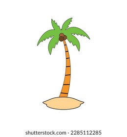 Beach coconut tree, seaside palm tree, coconut tree or island palm tree.