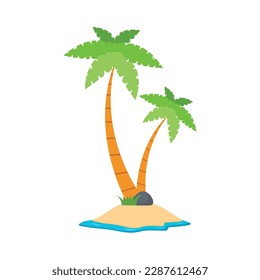 Beach coconut tree, seaside palm tree, coconut tree or island palm tree.