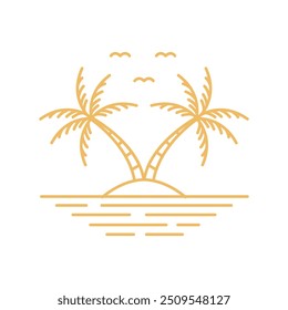 Línea de cocoteros de playa Vector de diseño de logotipo mínimo