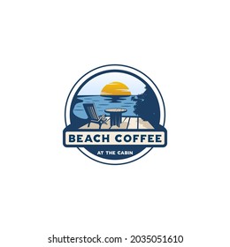 beach coffee at cabin emblem logo