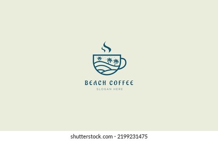 Beach Coffee Logo Design, or Beach Cafe Logo Design.