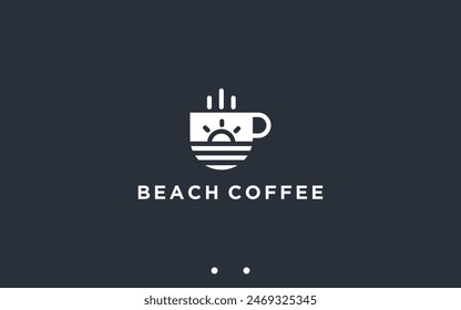 beach coffee logo design vector silhouette illustration