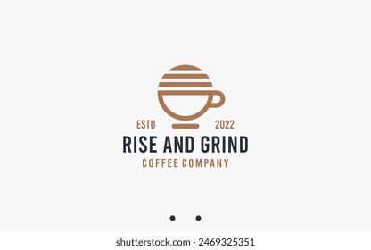 beach coffee logo design vector silhouette illustration