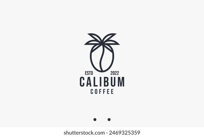 beach coffee logo design vector silhouette illustration