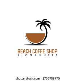 beach coffee shop logo template