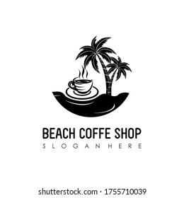 beach coffee shop logo template