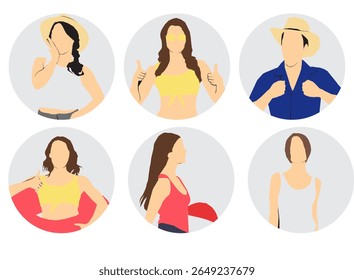 beach collection people profile avatar set