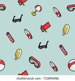 Beach color outline isometric pattern