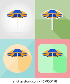 beach color umbrella flat icons vector illustration isolated on background