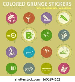 beach colored grunge icons with sweats glue for design web and mobile applications