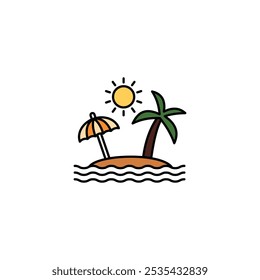 Beach colored vector icon on white background