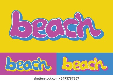 Beach colorful lettering vector typography with hand drawn style for concept and design of sticker, t-shirt, apparel, poster, card, printing, wallpaper